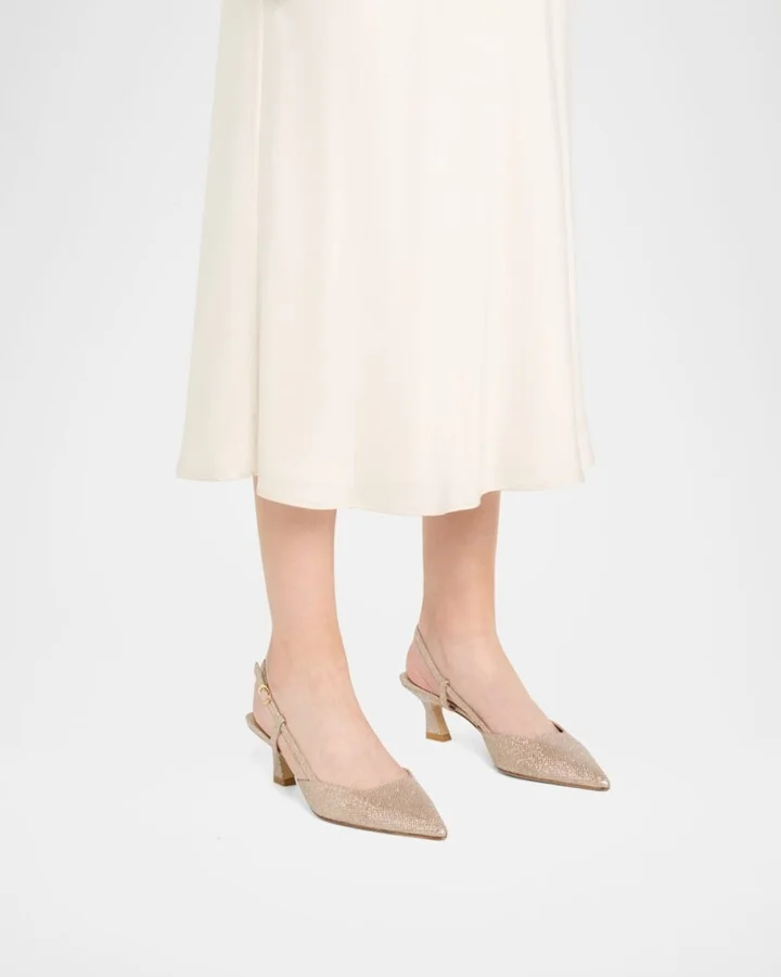 Vinnie Metallic Kitten Slingback Pumps - Image 3