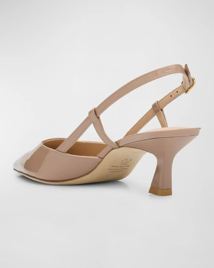 Vinnie Patent Kitten Slingback Pumps - Image 4
