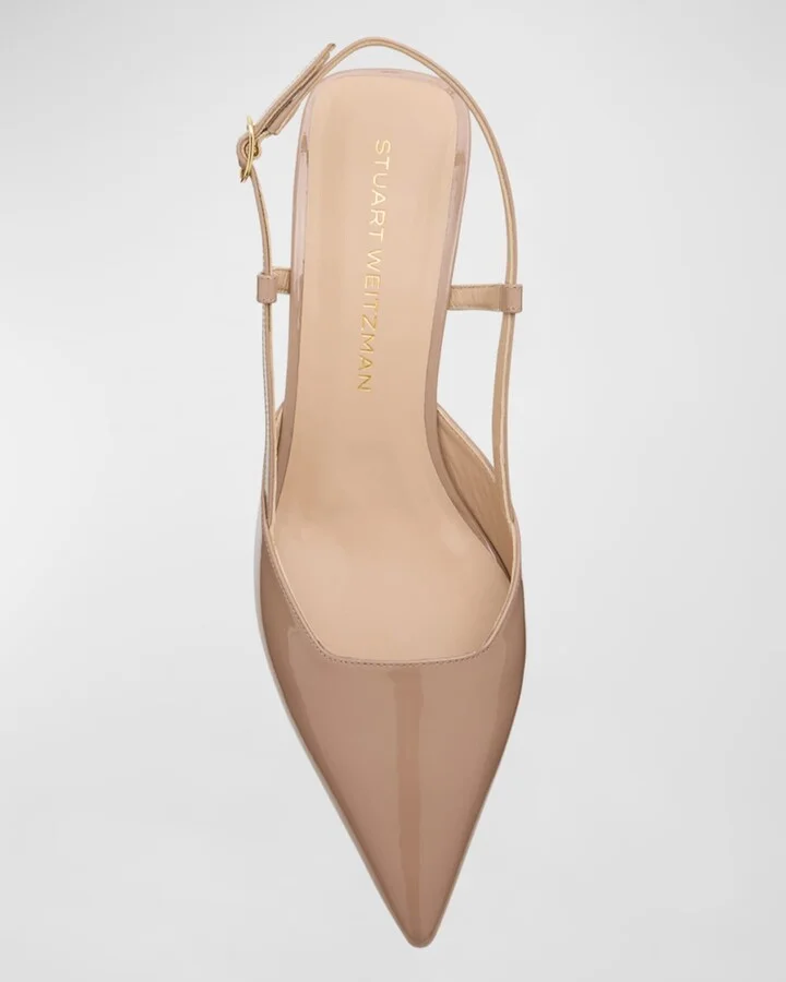 Vinnie Patent Kitten Slingback Pumps - Image 7