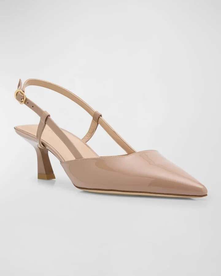 Vinnie Patent Kitten Slingback Pumps - Image 9