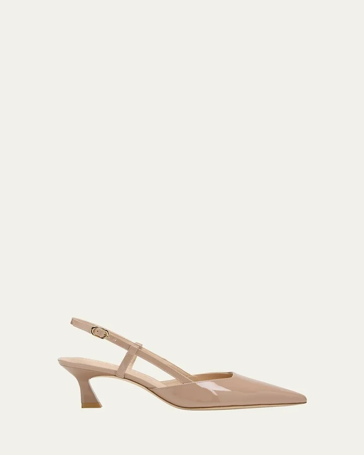 Vinnie Patent Kitten Slingback Pumps