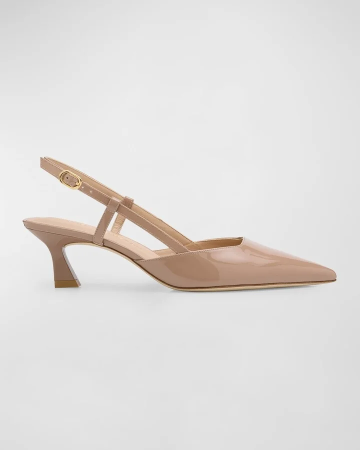 Vinnie Patent Kitten Slingback Pumps