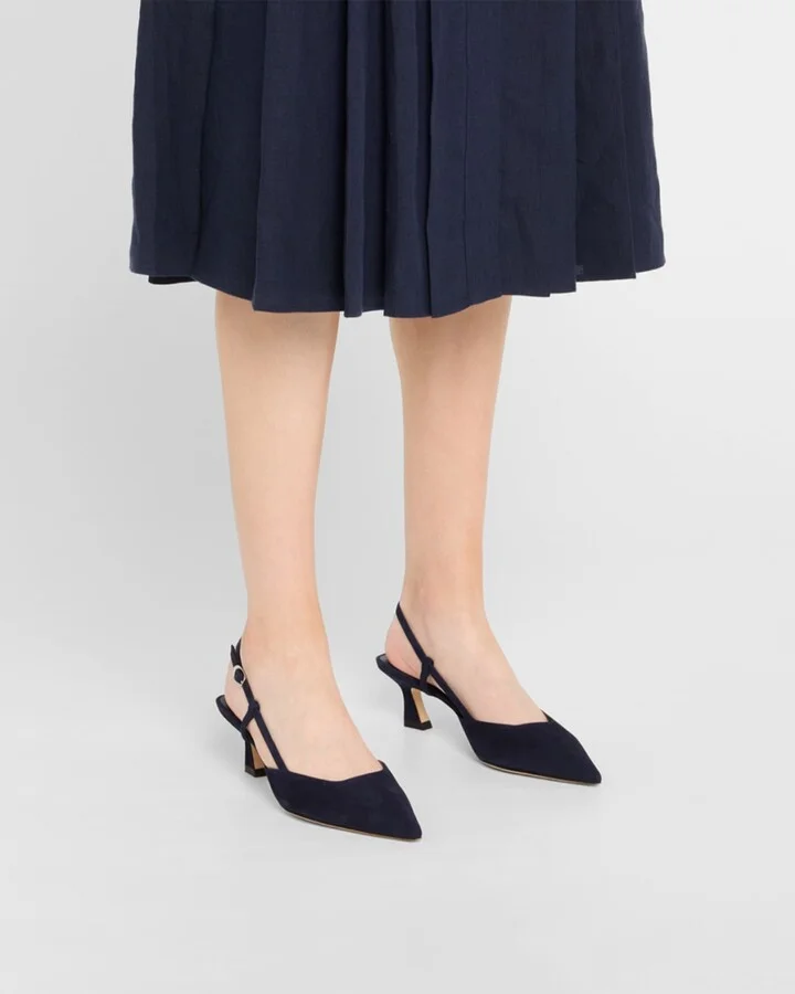 Vinnie Suede Kitten Slingback Pumps - Image 5
