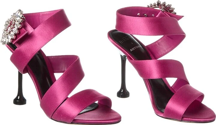 Vintage Alexandre Birman Antonia Crystals Satin Sa