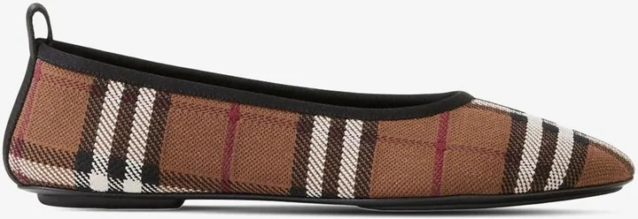 Vintage Check Leather Ballet Flats