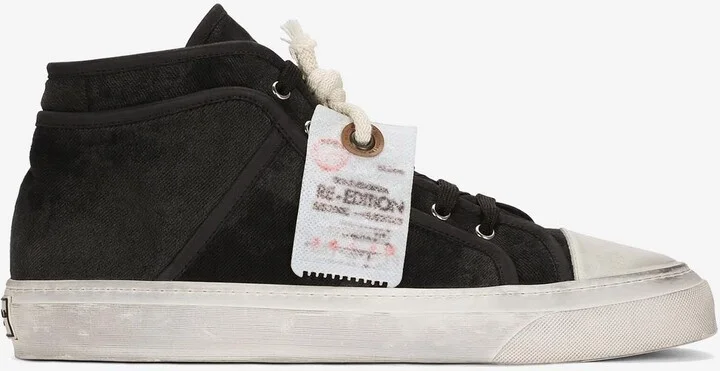 Vintage-Effect Mid-Top Sneakers