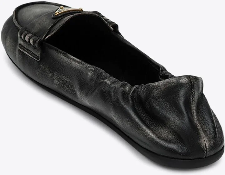Vintage-Effect Nappa Leather Loafers - Image 2