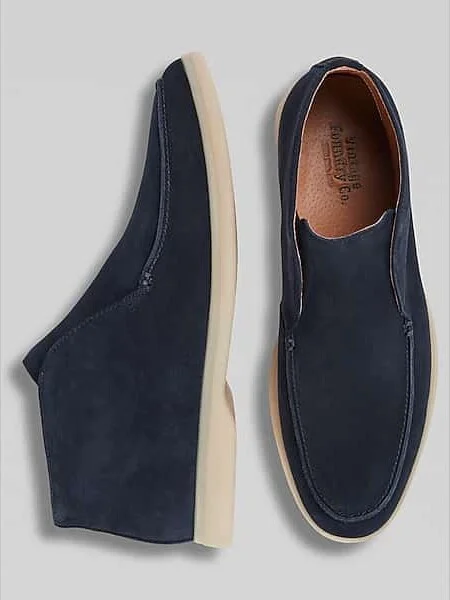 Vintage Foundry Men's Anderson Suede Moc Toe Loafers Dark Navy