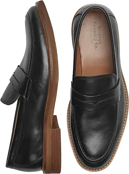 Vintage Foundry Men's Bradford Leather Penny Loafers Black