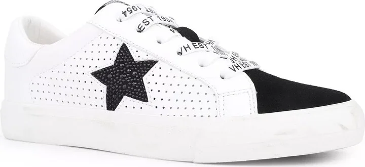 White/Black Perforated Leather/Suede