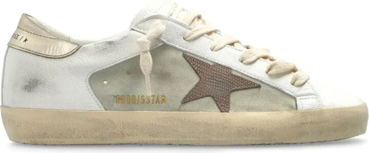 Vintage-Inspired White Sneakers With Star Detail