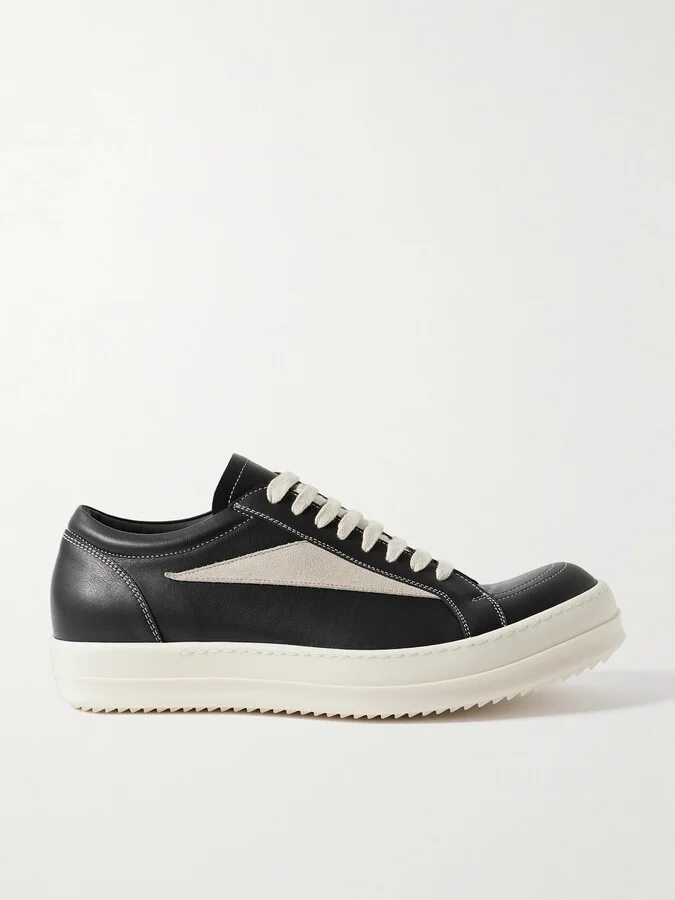Vintage Suede-Trimmed Leather Sneakers