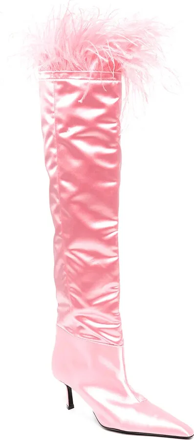 Viola 65mm feather-trim knee-high boots - Image 2