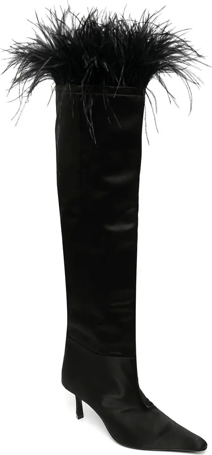 Viola feather-trim satin boots - Image 2
