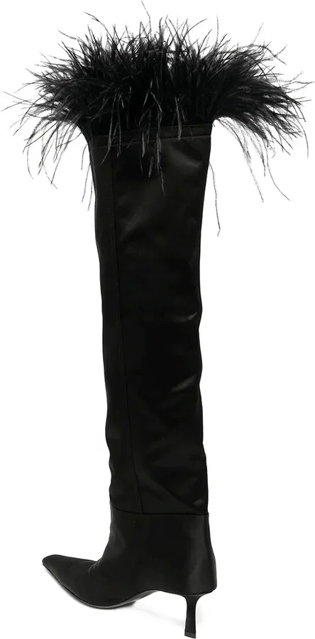 Viola feather-trim satin boots - Image 3