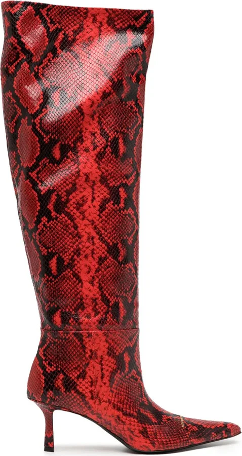 Viola snake-print leather boots