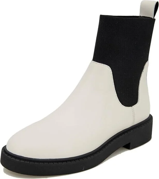 Violet Bootie Women's US 9 White Black Round Toe Ankle Boots KHD792
