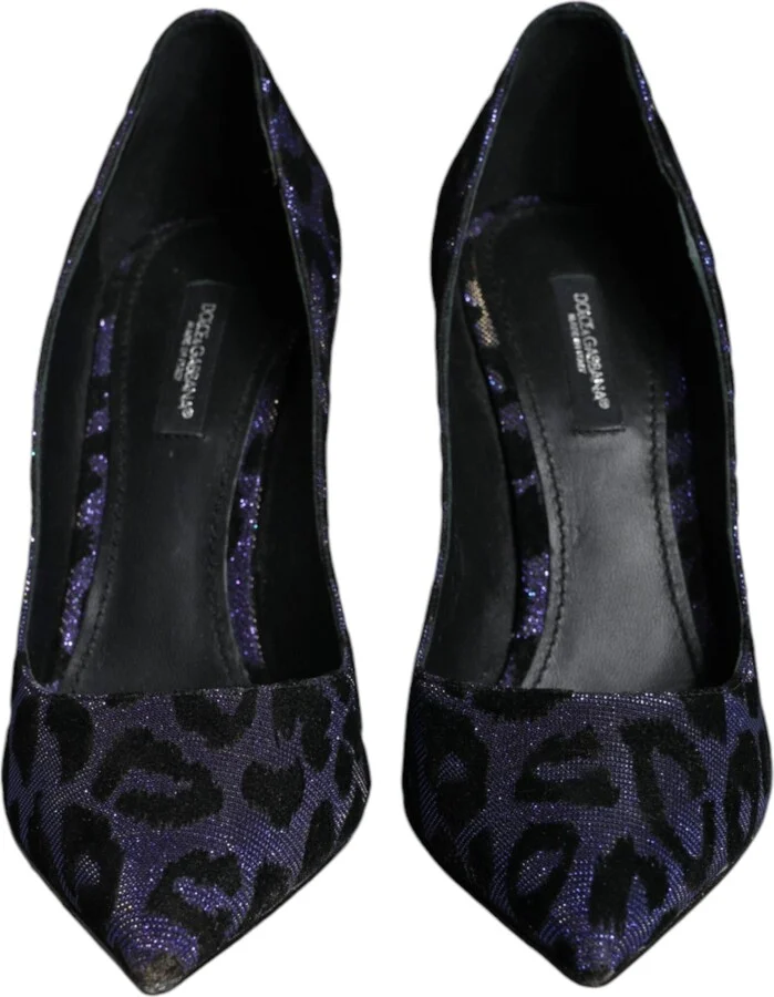 Violet Leopard Lurex High Heels Pumps Women's Shoes - Image 2