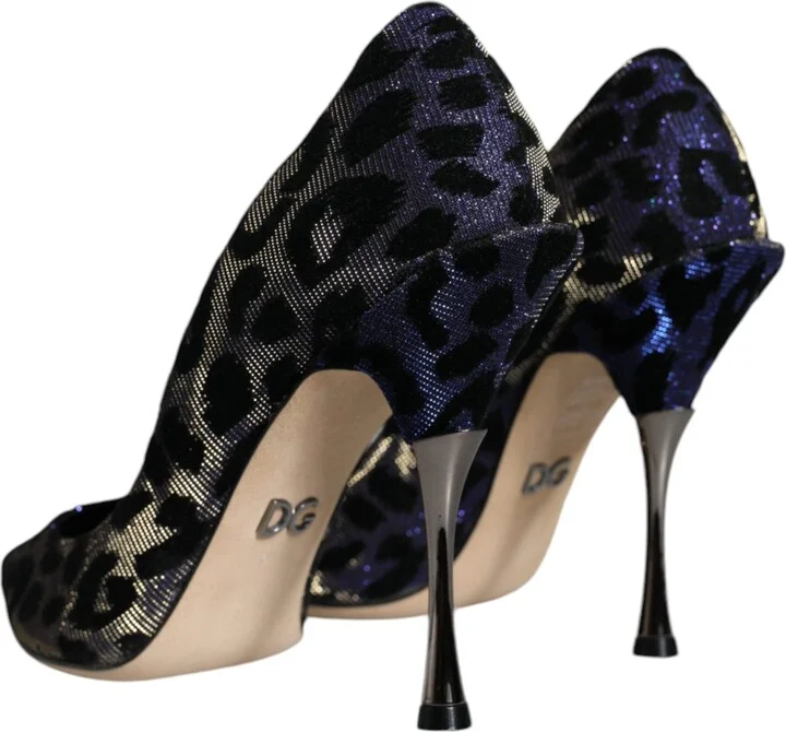 Violet Leopard Lurex High Heels Pumps Women's Shoes - Image 4