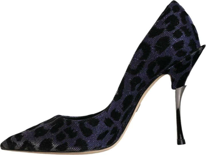 Violet Leopard Lurex High Heels Pumps Women's Shoes - Image 5
