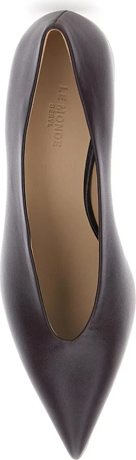Violet Pumps With Pointed Toe And Low Heel In Leather Woman - Image 4