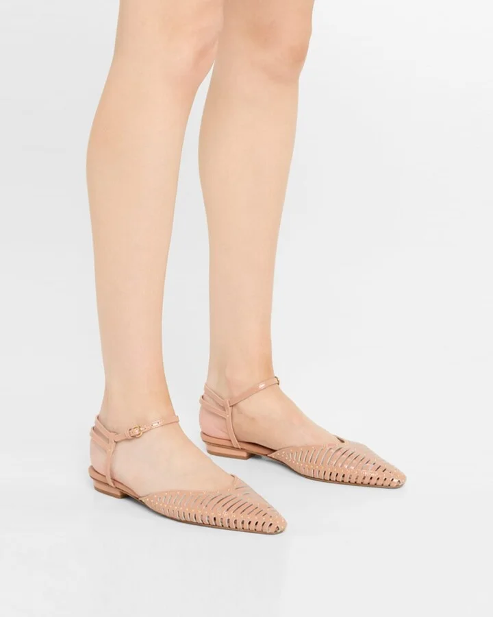 Violette Caged Leather Ankle-Strap Ballerina Flats - Image 3