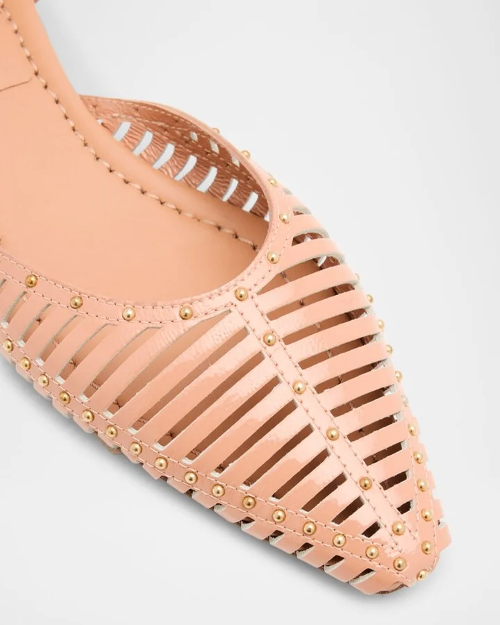 Violette Caged Leather Ankle-Strap Ballerina Flats - Image 4