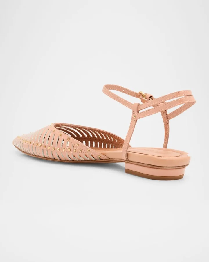 Violette Caged Leather Ankle-Strap Ballerina Flats - Image 5
