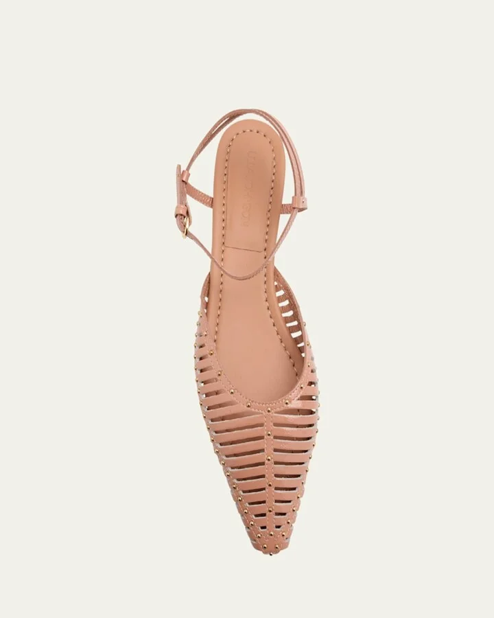 Violette Caged Leather Ankle-Strap Ballerina Flats - Image 2