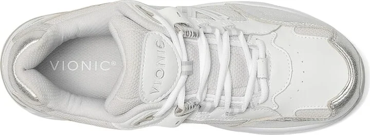 VIONIC 23Walk 2.0 Oxfords Women's Shoes White & Silver Leather : 6.5 W - Image 2