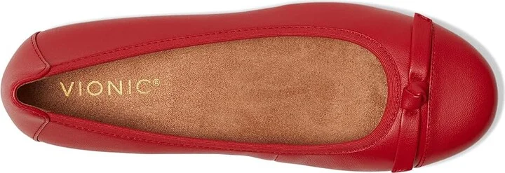 VIONIC Amorie Skimmers Women's Flat Shoes Red Leather : 6.5 M, Leather/Rubber - Image 2