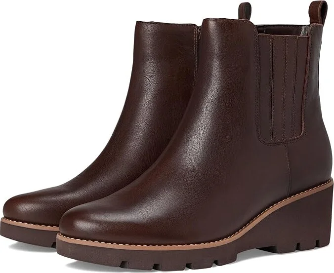 VIONIC Aria Booties Women's Boots Dark Brown Leather : 9 M