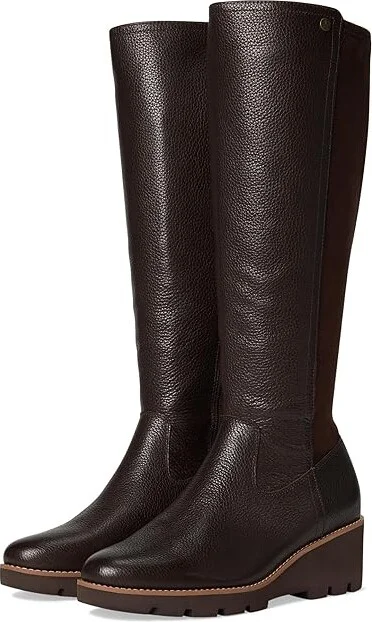 VIONIC Ashland High Shaft Boots Women's Boots Chocolate Wide Calf Leather : 9.5 W