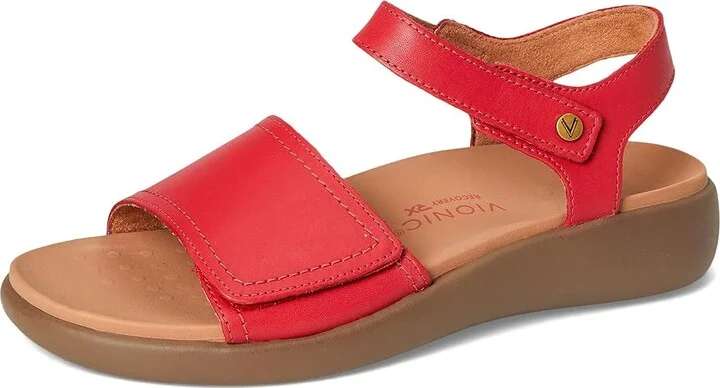 VIONIC Awaken Ankle Straps Women's Sandals Red Leather : 10 M - Image 5