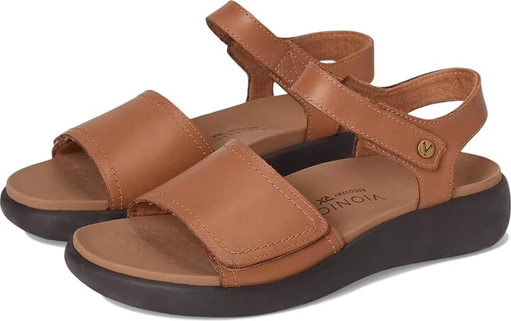 VIONIC Awaken Ankle Straps Women's Sandals Wheat Brown Leather : 7 W