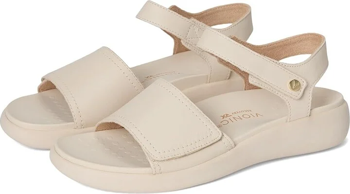 VIONIC Awaken Ankle Straps Women's Sandals White Leather : 10 W