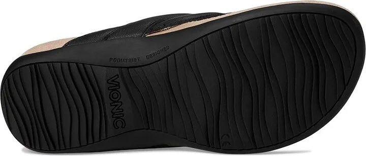 VIONIC Bella Braid Thong Sandals Women's Wedge Shoes Black Leather : 8 W - Image 3