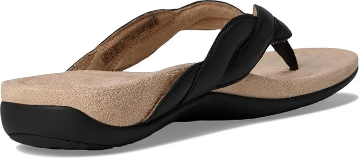 VIONIC Bella Braid Thong Sandals Women's Wedge Shoes Black Leather : 8 W - Image 4
