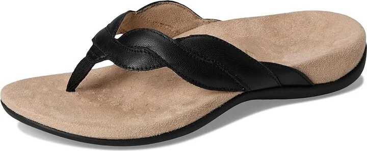 VIONIC Bella Braid Thong Sandals Women's Wedge Shoes Black Leather : 8 W - Image 5