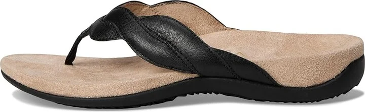 VIONIC Bella Braid Thong Sandals Women's Wedge Shoes Black Leather : 8 W - Image 6