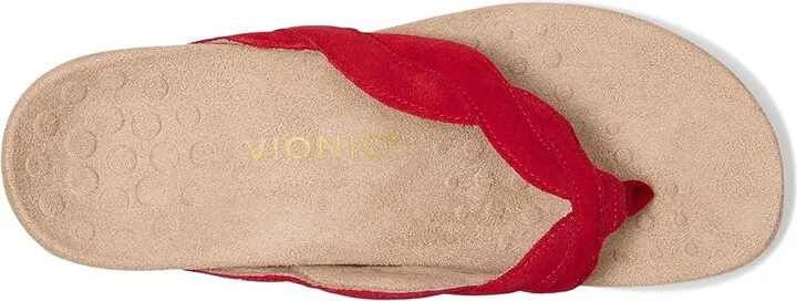 VIONIC Bella Braid Thong Sandals Women's Wedge Shoes Fruit Punch : 9.5 W, Leather - Image 2