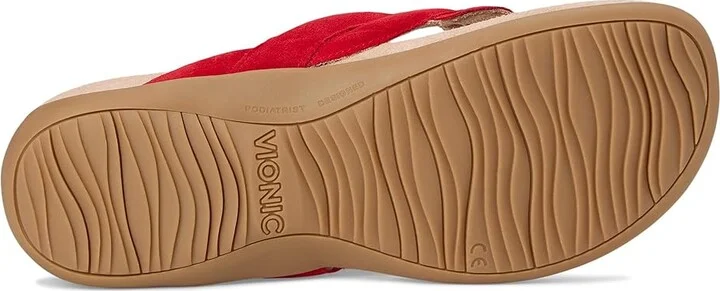 VIONIC Bella Braid Thong Sandals Women's Wedge Shoes Fruit Punch : 9.5 W, Leather - Image 3