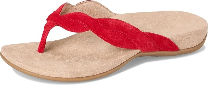 VIONIC Bella Braid Thong Sandals Women's Wedge Shoes Fruit Punch : 9.5 W, Leather - Image 5