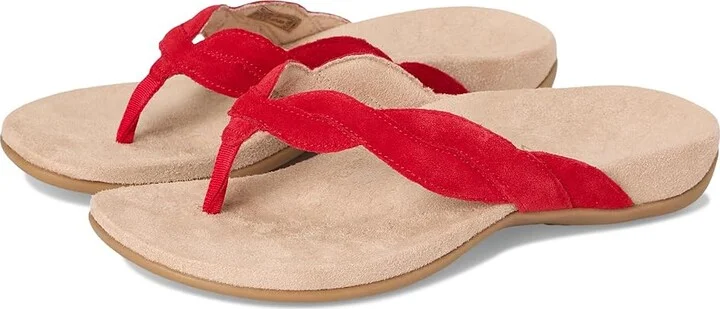 VIONIC Bella Braid Thong Sandals Women's Wedge Shoes Fruit Punch : 9.5 W, Leather