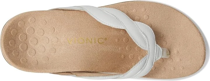 VIONIC Bella Braid Thong Sandals Women's Wedge Shoes White : 5 W, Leather - Image 2