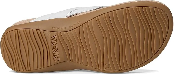 VIONIC Bella Braid Thong Sandals Women's Wedge Shoes White : 5 W, Leather - Image 3