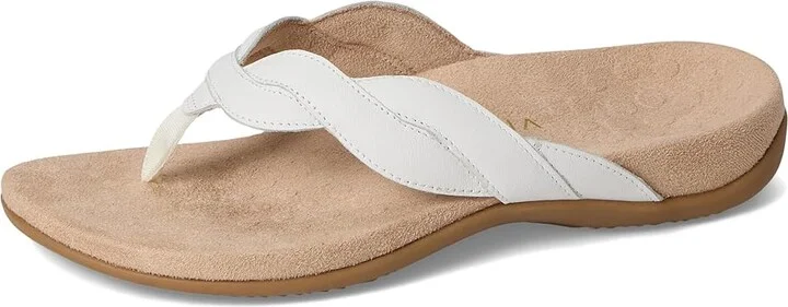 VIONIC Bella Braid Thong Sandals Women's Wedge Shoes White : 5 W, Leather - Image 5
