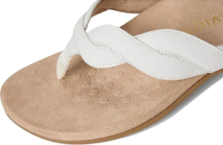 VIONIC Bella Braid Thong Sandals Women's Wedge Shoes White : 5 W, Leather - Image 7
