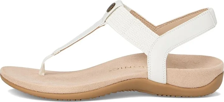 VIONIC Brea Slingback Sandals Women's Wedge Shoes White Leather : 10 M - Image 6