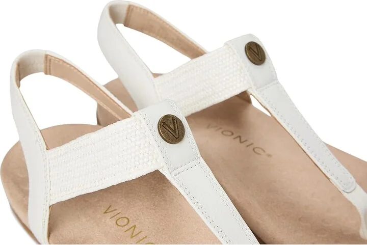 VIONIC Brea Slingback Sandals Women's Wedge Shoes White Leather : 10 M - Image 7